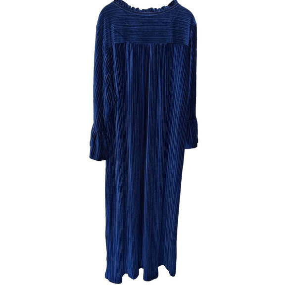 Bob Mackie Wearable Art Blue Ribbed Velvet Robe Size 2X Loungewear Nightgown - Picture 2 of 9